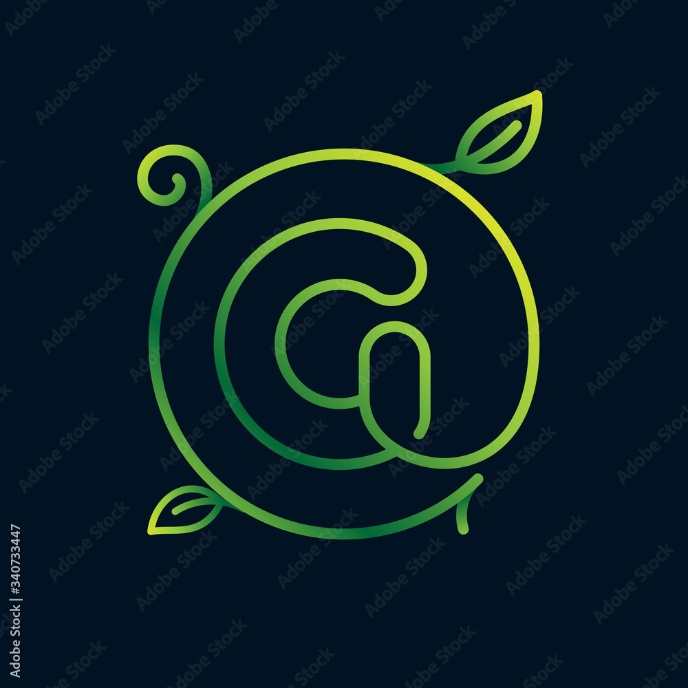 G letter leaf logo in a circle. Impossible one line style. Stock Vector ...