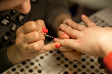 Wall Mural - Women do manicures at home. Self-isolation manicure. Nail salon