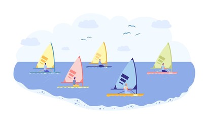 Sticker - Sailing Sport, Race on Professional Yacht at Sea.