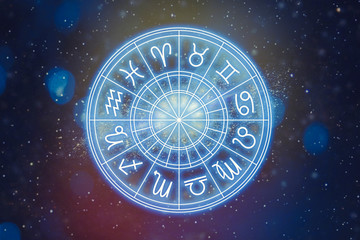 Wall Mural - astrological signs of the zodiac for the horoscope on the background of the starry sky. illustration
