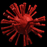 Fototapeta Mapy - Model of Corona virus 2019-nCov concept isolated on black background.Microscope virus close up. 3d rendering.