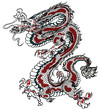 Hand drawn Chinese dragon isolate on white background.red dragon tattoo Japanese style.