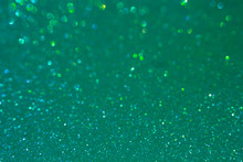 Bubbly Sea Green Glitter Texture Background With Defocused Bokeh