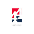 44 Years Anniversary Celebration Logo Vector Template Design Illustration