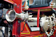 Chrome Horn Detail On Antique Firetruck