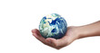 © violetkaipa - Globe ,earth in hand, holding our planet glowing. Earth image provided by Nasa