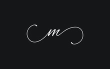 M Lowercase Letter Cursive Icon Or Logo Design, Vector Template