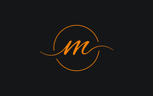 M Lowercase Letter Cursive Icon Or Logo Design, Vector Template
