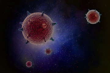 Wall Mural - 3d render of bacteria, virus, cell
