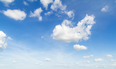 blue sky with puffy clouds