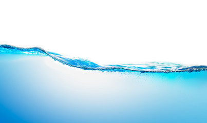 Blue water wave with bubbles for background