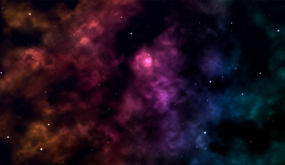 Wall Mural - space background fantastic outer view with realistic bright stars and cluster of gas clouds. univers