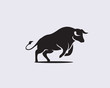 silhouette Stand jump black bull logo design inspiration