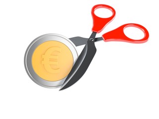 Sticker - Euro coin with scissors