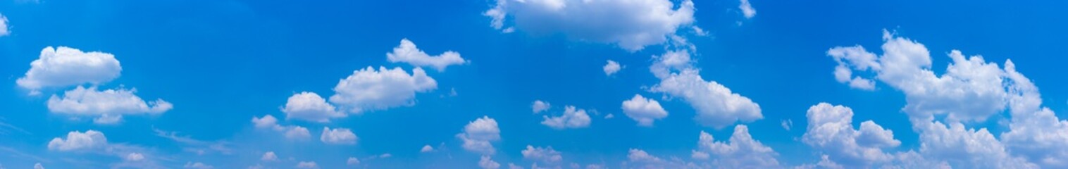 Wall Mural - Panorama blue sky  background with tiny clouds.