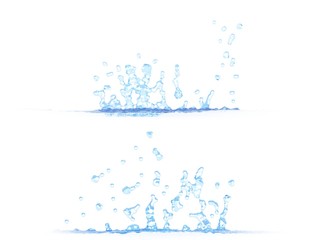Wall Mural - 3D illustration of 2 side views of nice water splash - mockup isolated on white, creative still