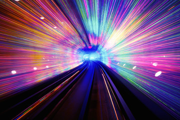 colorful light exposure in a tunnel