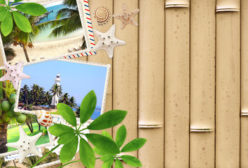 Sticker - Vintage travel background with retro photos