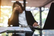 Businesswoman Get Stressed And Headache While Having A Problem At Work In Office