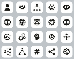 Sticker - Organization & Structure Icons Black & White Flat Design Set Big