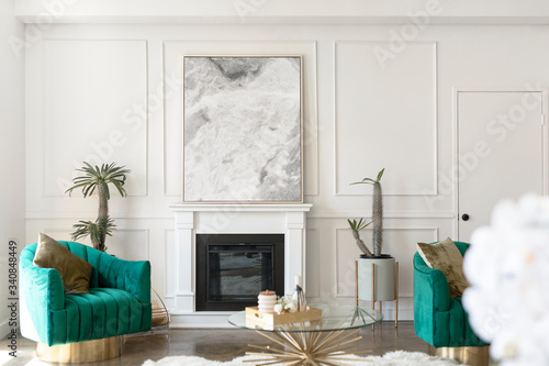 Photographie Luxurious white living room