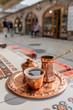 Traditional black bosnian coffee in beautiful copper cezve in Sarajevo