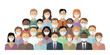 © Vector DSGNR - Group of people of different nationalities in medical masks. Vector illustration.
