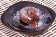 Mouth watering delicious chocolate fondant cake, restaurant serving.