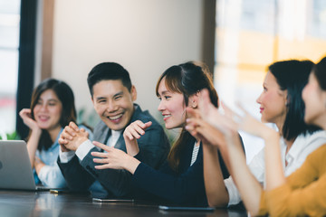 Wall Mural - Business coworkers discussing new ideas and brainstorming in a modern office