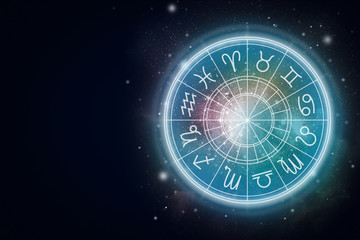Wall Mural - astrological signs of the zodiac for the horoscope on the background of the starry sky. illustration