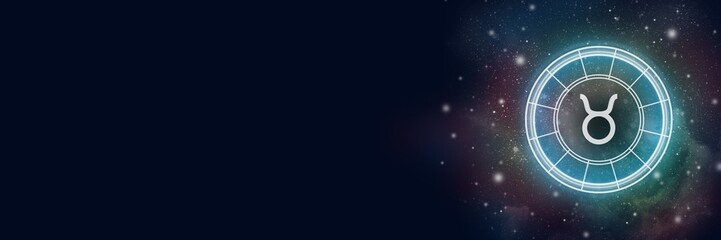 Wall Mural - astrological circle with the zodiac sign taurus against the background of the starry sky. illustrati