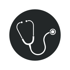 Sticker - Stethoscope graphic icon. Stethoscope sign in the circle isolated on white background. Symbol medicine. Vector illustration