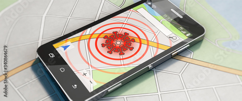 Fotomural Smartphone mit Coronavirus-Tracking-App