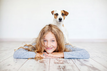 Sticker - Happy child with dog