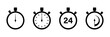 Timers icon on white background. Isolated vector set of elements time or timer. Stopwatch symbol. Vector countdown circle clock counter timer. Fast time icon. Circle arrow icon.