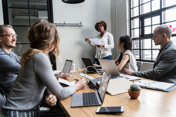 Group of diverse people having a business meeting