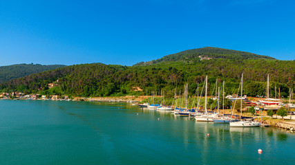 Canvas Print - beautiful bocca di magra port view in liguria