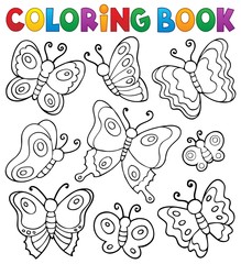 Canvas Print - Coloring book various butterflies theme 1