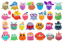 Owl Vector Cartoon Set Icon. Isolated Cartoon Set Icon Funny Bird. Vector Illustration Owl On White Background.