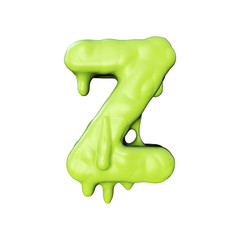 Wall Mural - Letter Z green slime oozing halloween font. 3D Rendering