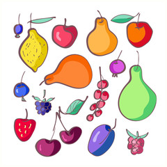 Wall Mural - Fruits Illustration. Hand Sketched Food Template.