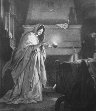 An Illustration Of Lady Macbeth At Night In The Old Book Shakespeare, By N. Kozhevnikov, 1894, Moscow