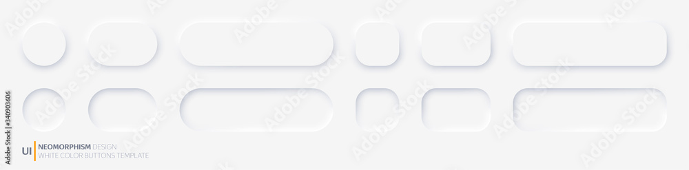 White buttons in Neomorphism design style. Vector illustration EPS 10 - obrazy, fototapety, plakaty 