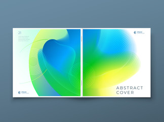 Wall Mural - Square Liquid Abstract Cover Background Design. Fluid Dynamic Element for Modern Brochure, Banner, Poster, Flyer or Presentation Template with Line Pattern.