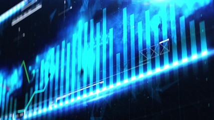 Wall Mural - Abstract chart and graph lines moving on screen, financial statistics, analysis. Financial news intro, background