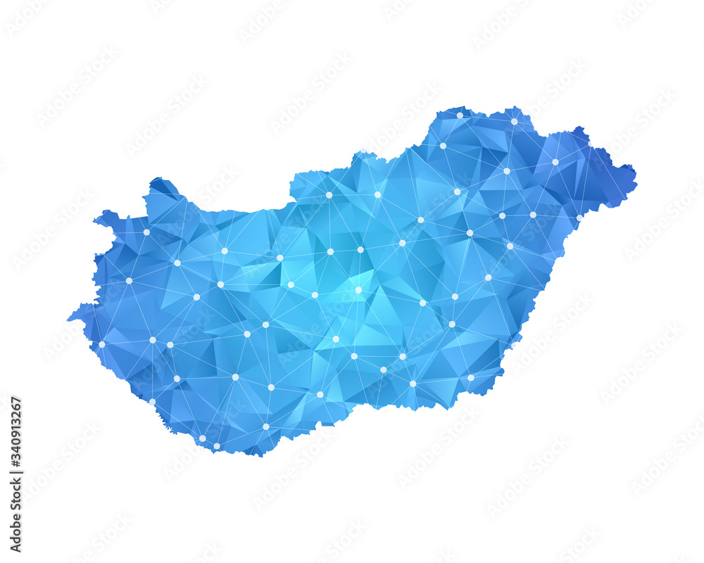 Hungary Map - Abstract geometric rumpled triangular low poly style ...