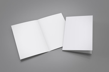 Blank half fold brochure template for mock up and presentation design. 3d render illustration.