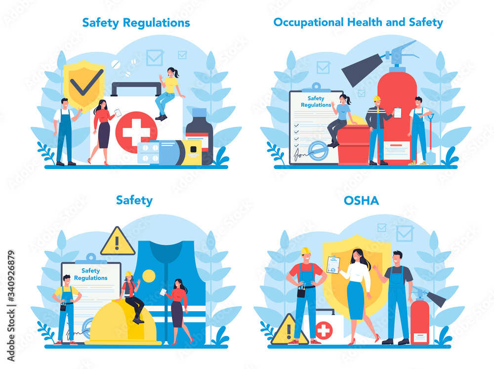 OSHA concept set. Occupational safety and health administration. Stock ...