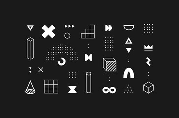 Set of vector geometric shapes and textures. Trendy graphic elements for your unique design.