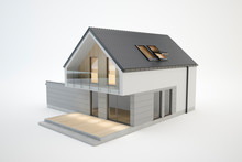 Modern House - 3D Model Isolated On White, 3D Illustration 